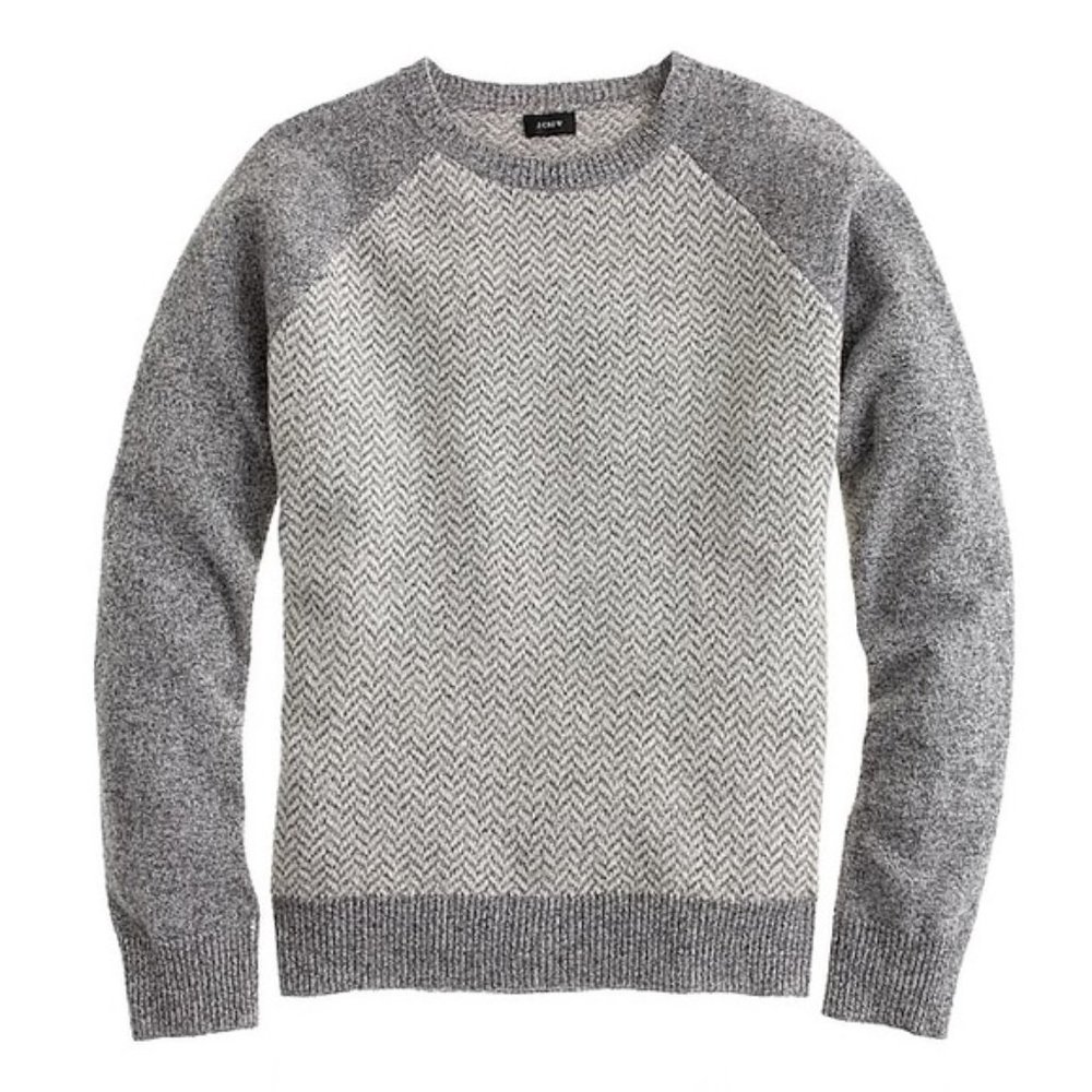 J. Crew Herringbone 100% Lamb's Wool Sweater Sz M